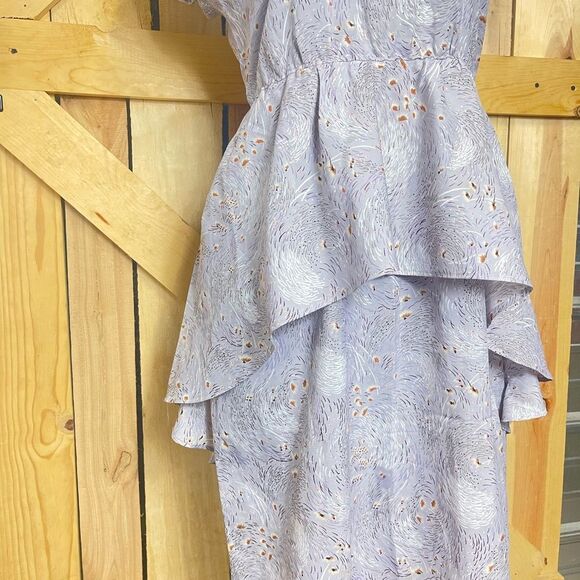 Vintage 1950s 1960s pattern midi dress womens tailored bell housewife hi low - Picture 11 of 12